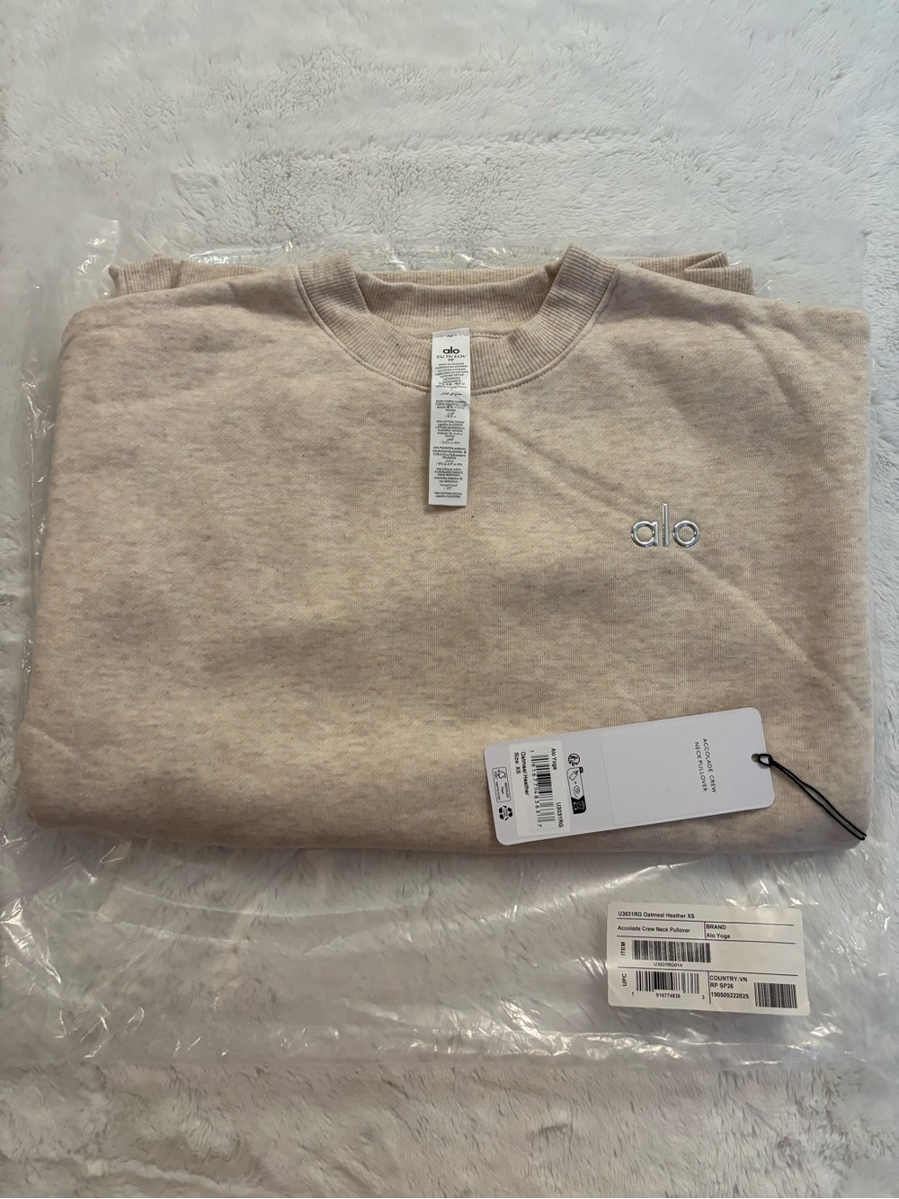 Alo Accolade Crewneck Sweater - Oatmeal Heather XS NWT